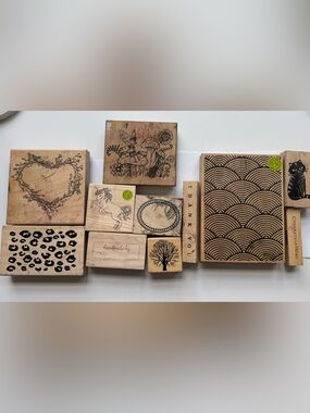 Lot of 11 assorted rubber stamps